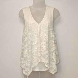 Green Envelope Ivory Lace Shell Top - Sz. S